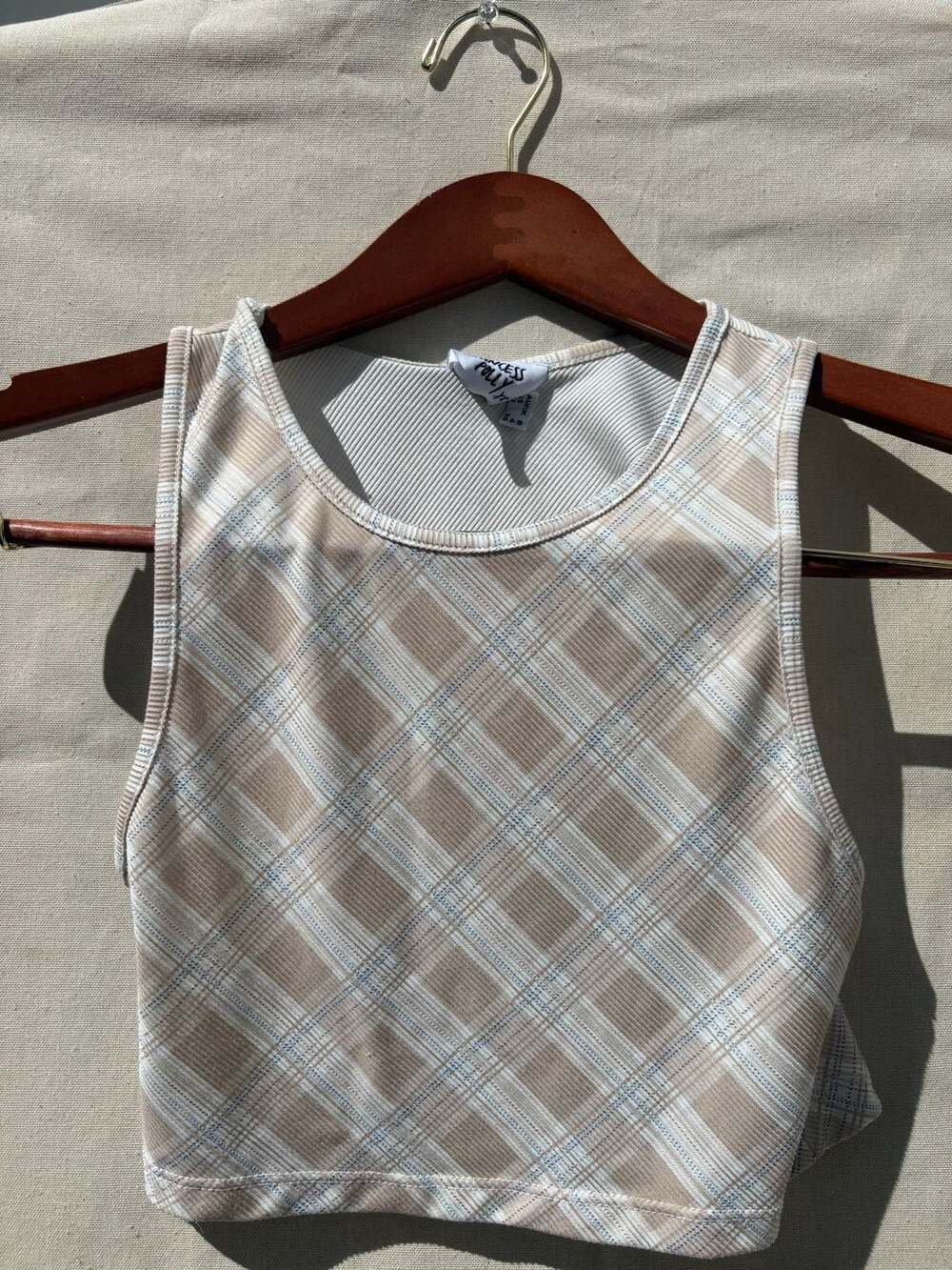 Princess Polly plaid sleeveless crop top